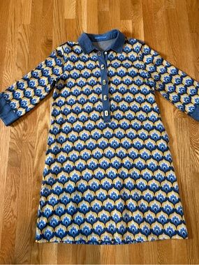 J. McLaughlin Blue and Yellow Geometric Knit Polo Dress